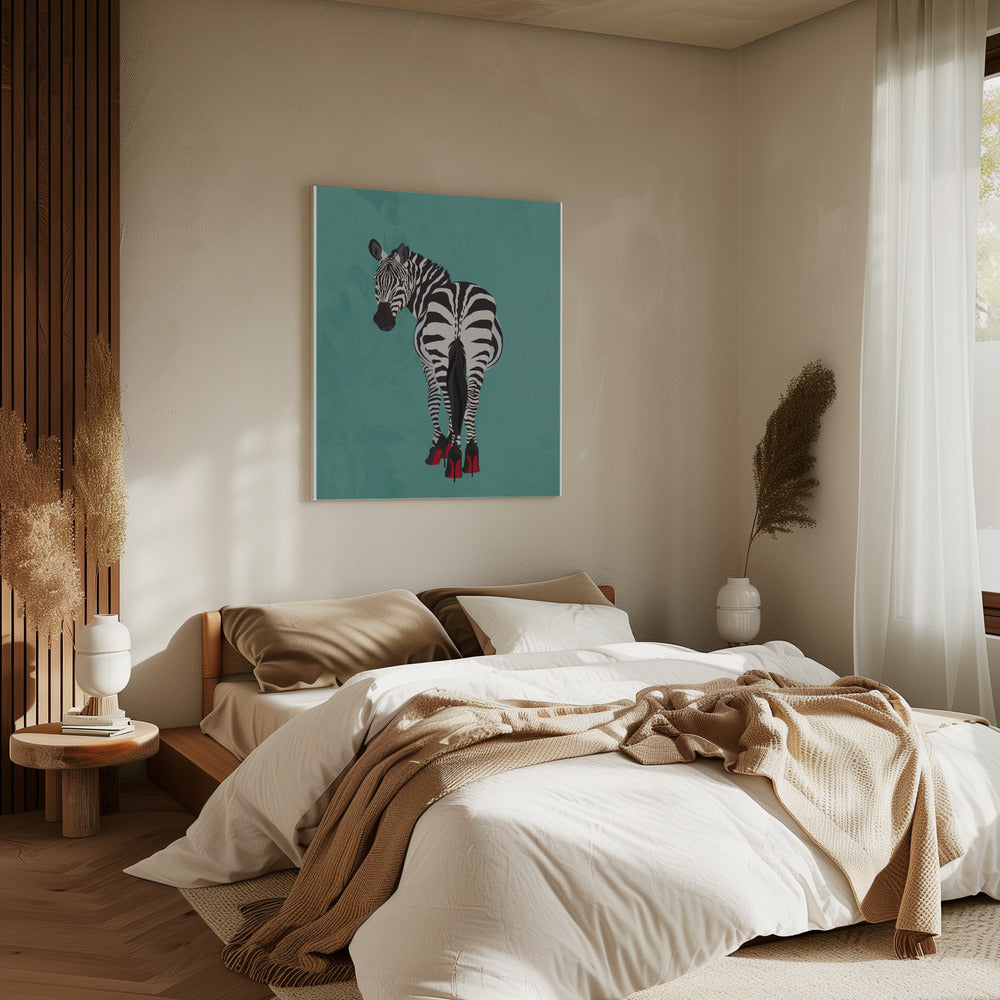 Zebra in heels teal | Canvas