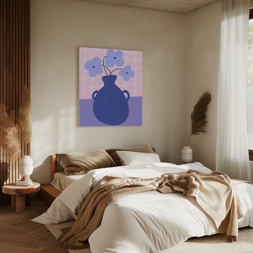 Minimalist Vase with Blue Flowers | Canvas