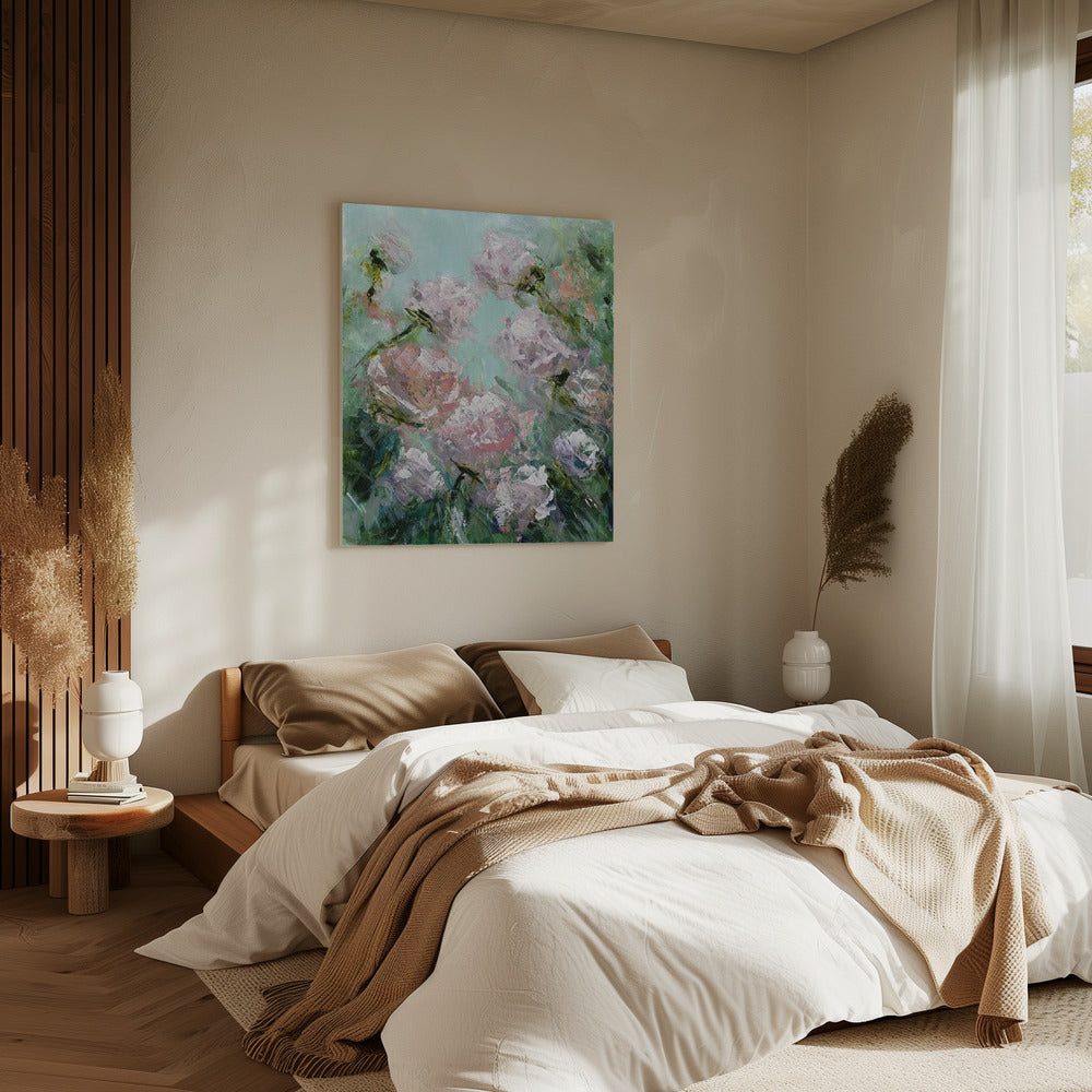 Floral Brushstrokes in Pink and Green | Canvas