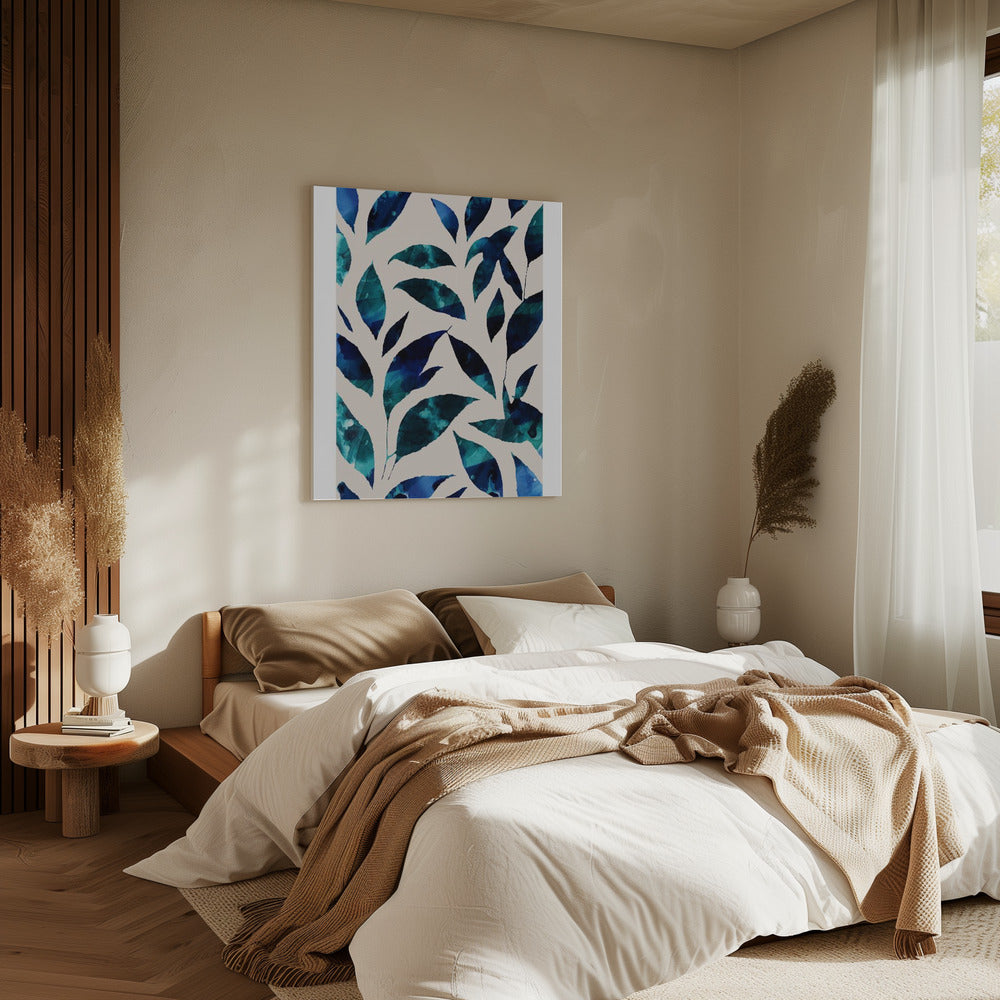 Leaves In Shades Of Blue And Green | Canvas