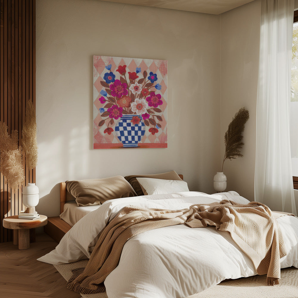 Vase Flowers Brights & Blues | Canvas