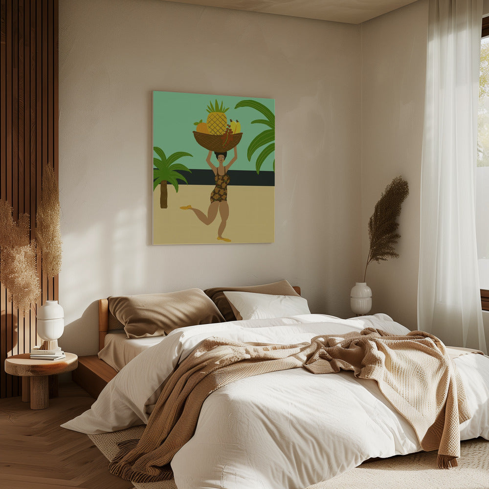 Tropical fruit at the beach | Canvas