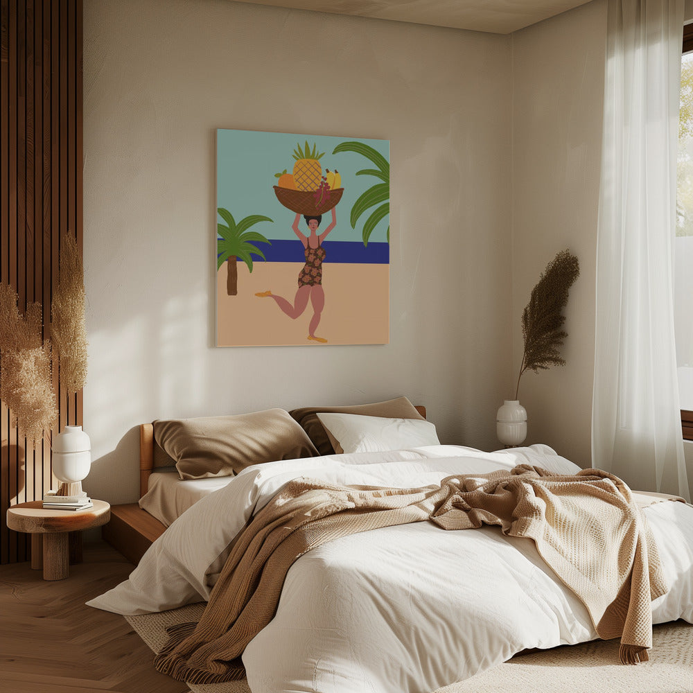 Tropical fruit at the beach | Canvas