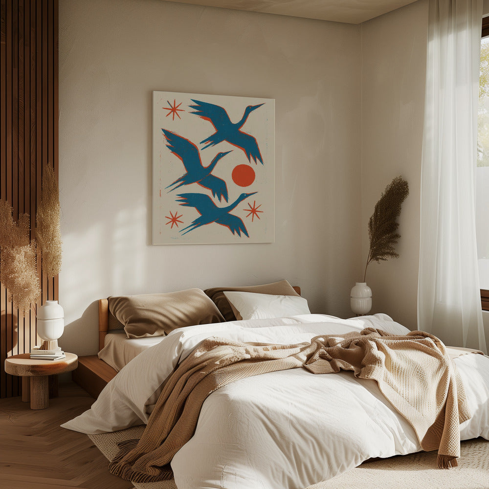 Cranes lithographie | Canvas