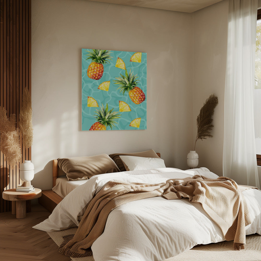 Exotic Pineapple & Slices Aesthetic Pattern - Tropical Summer watercolor | Canvas
