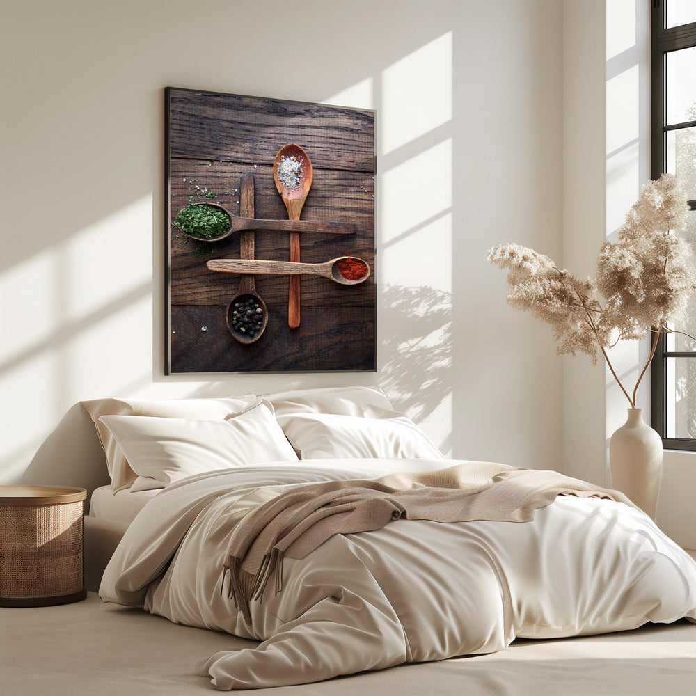 Wooden Spoons With Colorful Spices | Poster