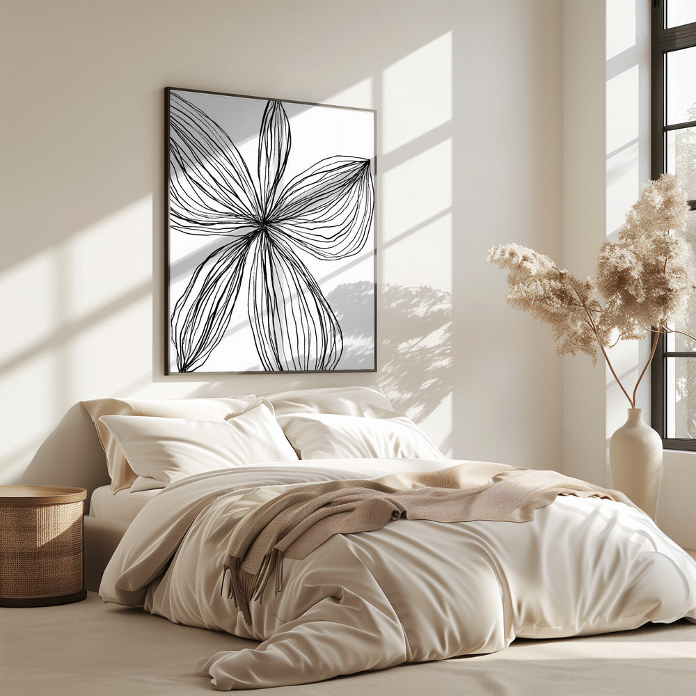 Minimalist Black and White Petals | Poster