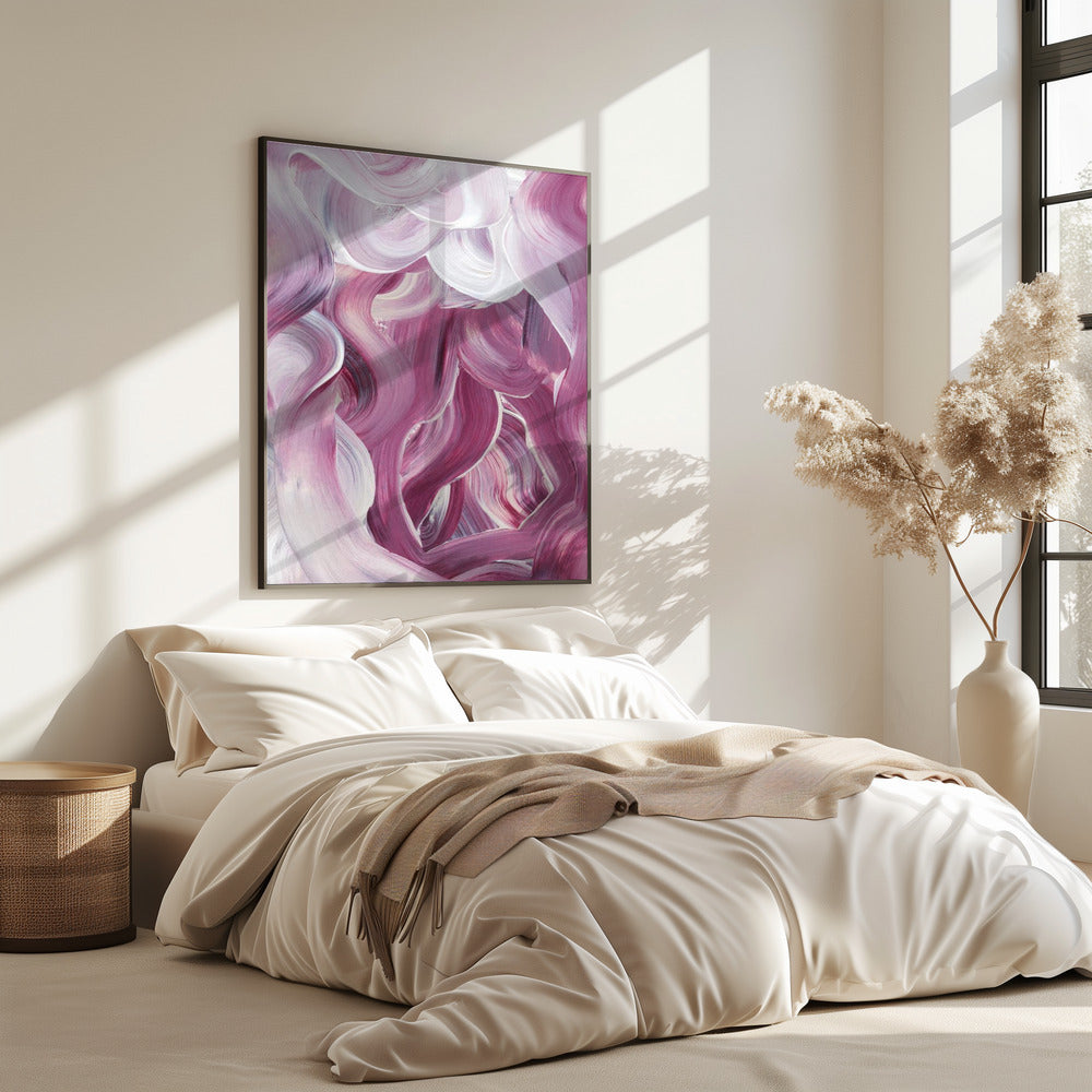 Expressive Pink and White Brushstrokes | Poster