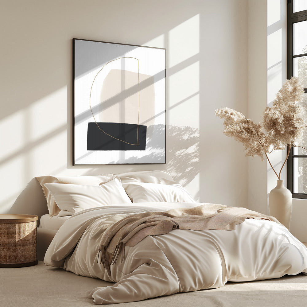 Geometric Shapes in Black, White and Beige Tones | Poster