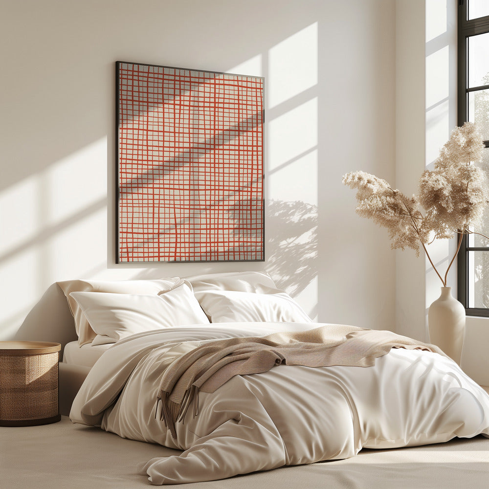 Red Grid Harmony | Poster