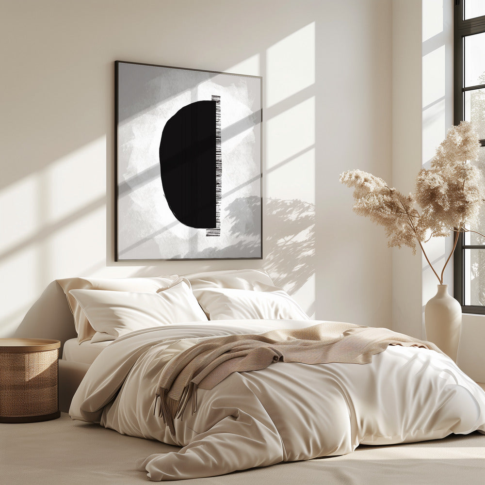 Black Shape Against A Textured White Background | Poster