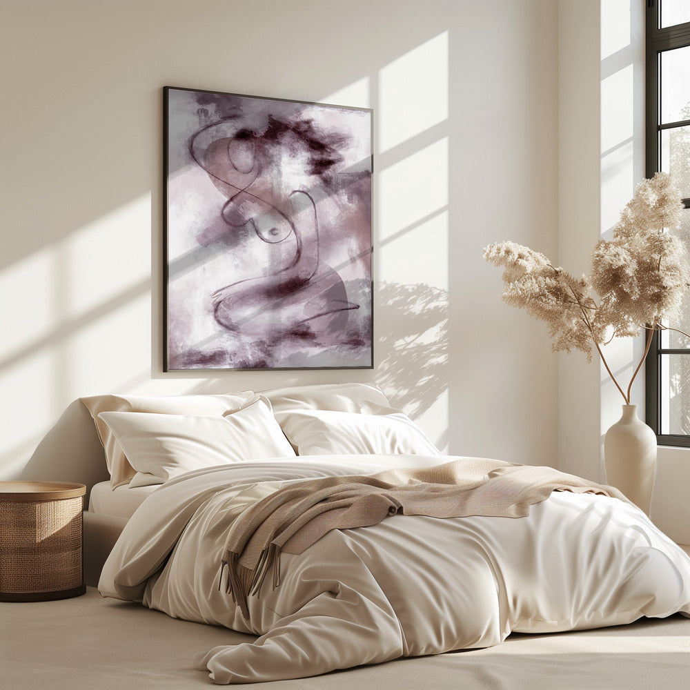 WOMAN FIGURATIVE ABSTRACT PAINTING PURPLE | Poster