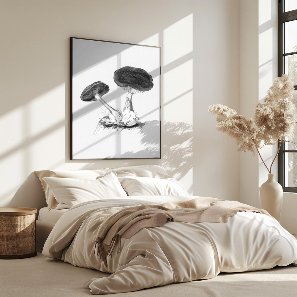 Vintage Violet Webcap Mushroom Bright BW | Poster
