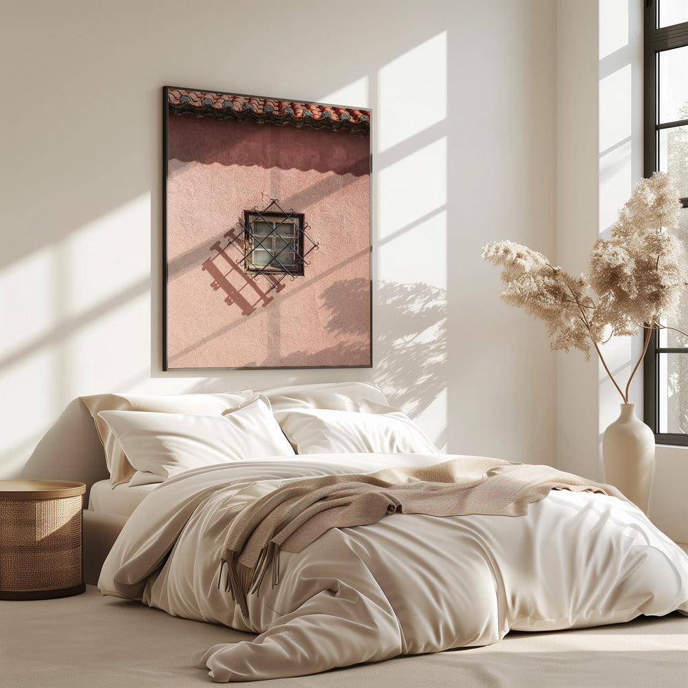 Rustic Pink Wall With A Vintage Window | Poster