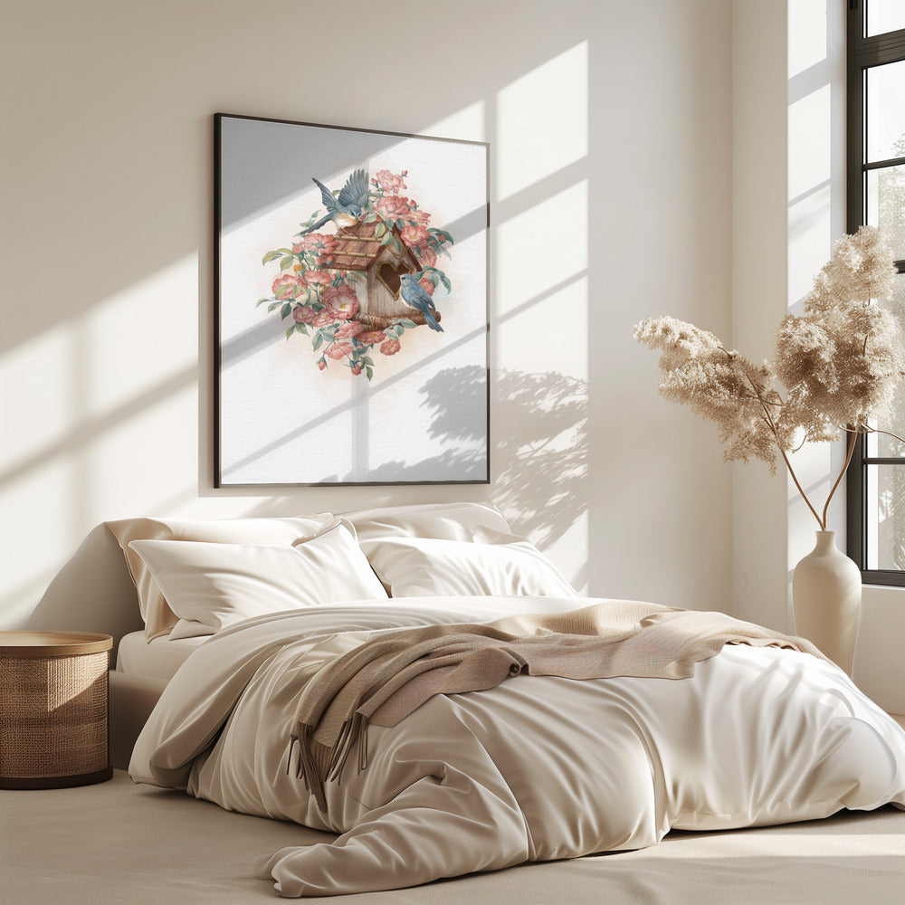 Bird House and rose | Poster