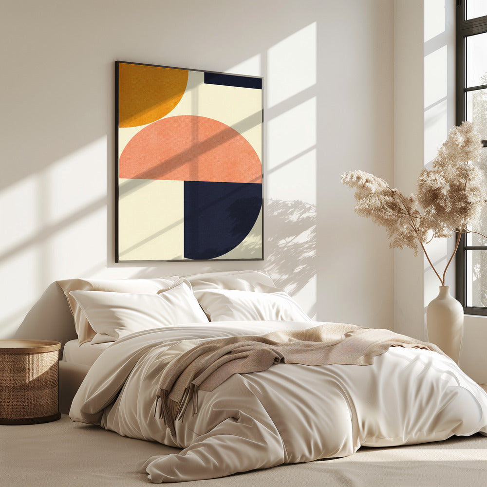 Rainbow Plus Shapes Blue Mustard2 | Poster