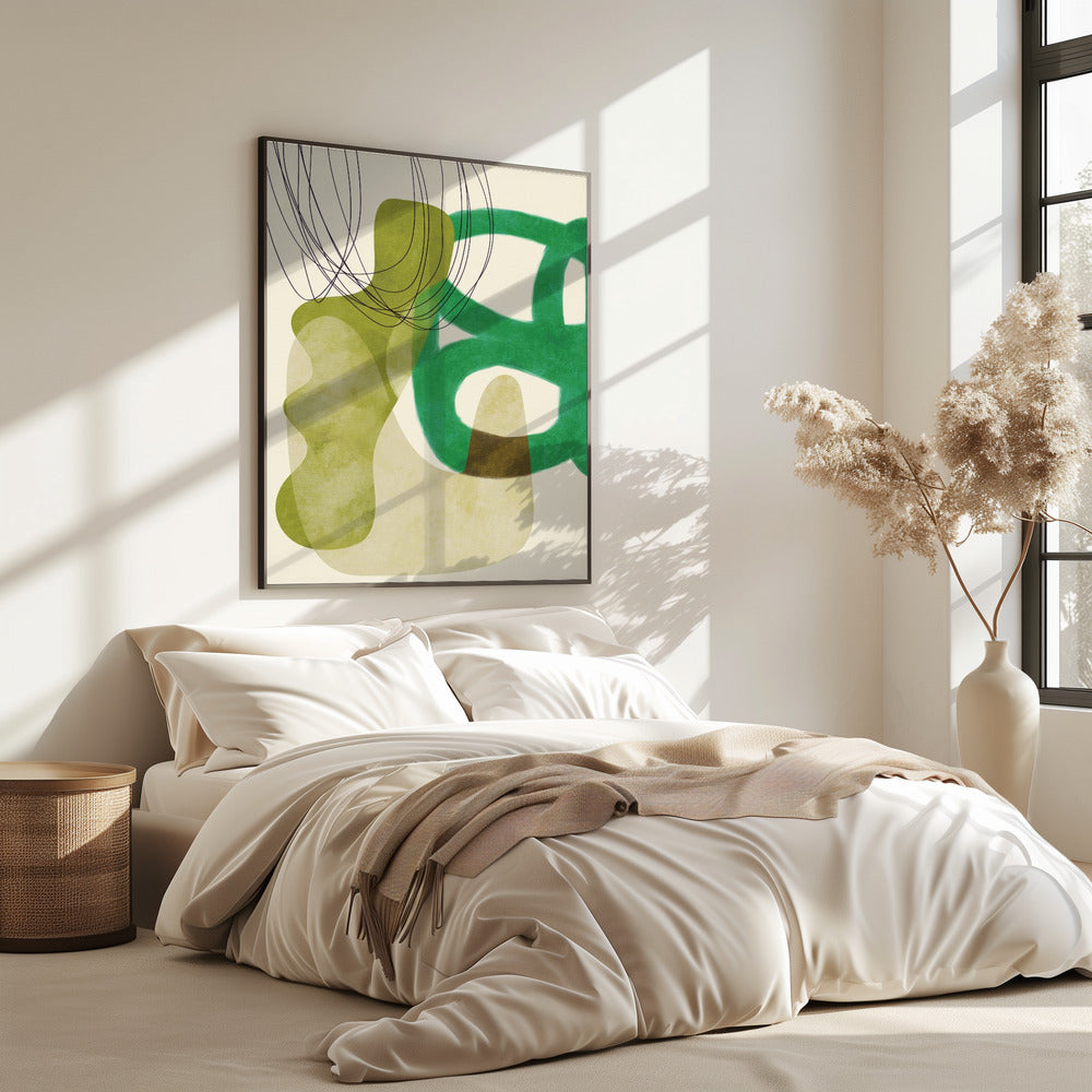 Painted Lines Green Tan Kopie | Poster