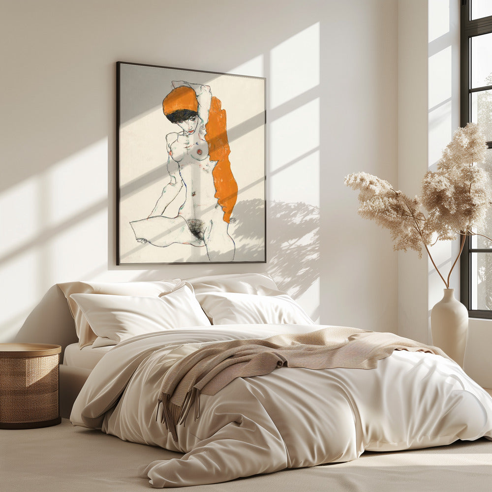 Standing Nude With Orange Drapery 1914 | Poster