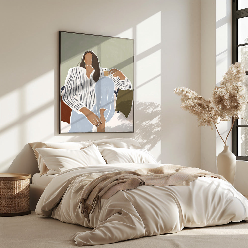 Woman Enjoying a Cup of Espresso | Poster