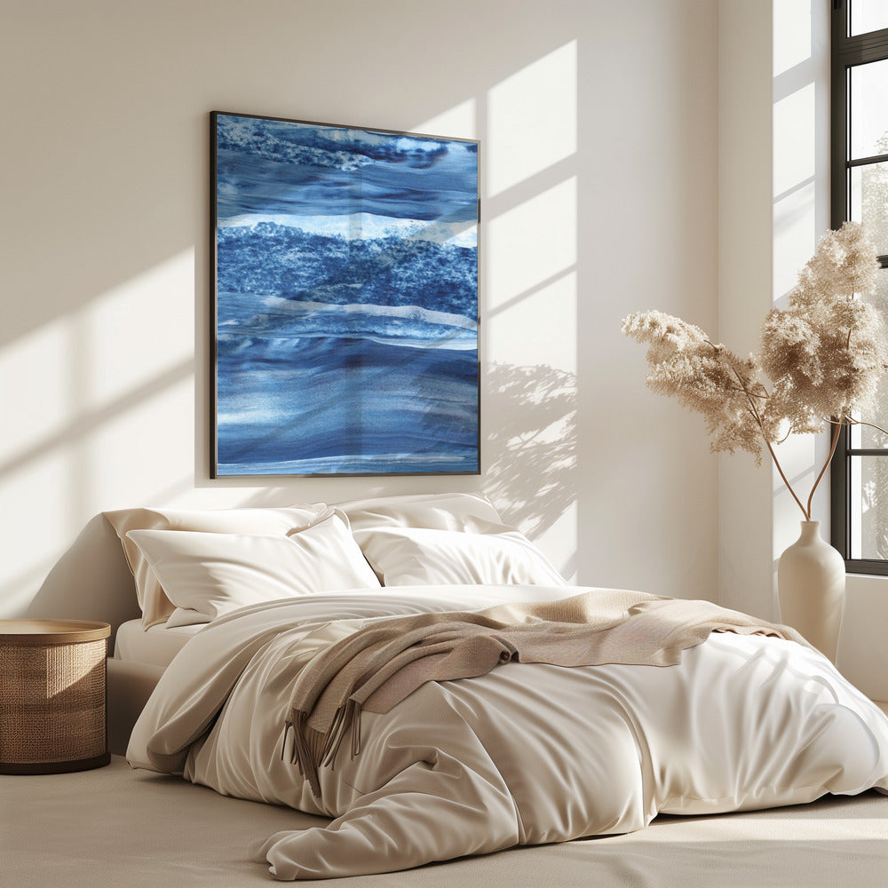 Blue Texture Flowing Vertical Lines | Poster