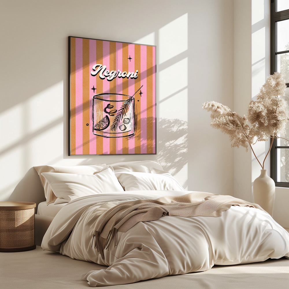 Negroni Drink on Stripes | Poster