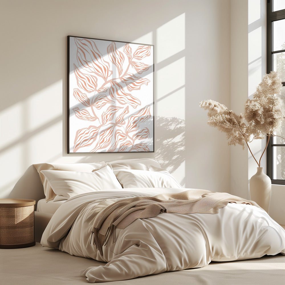 Coral Leaves On A White Background | Poster
