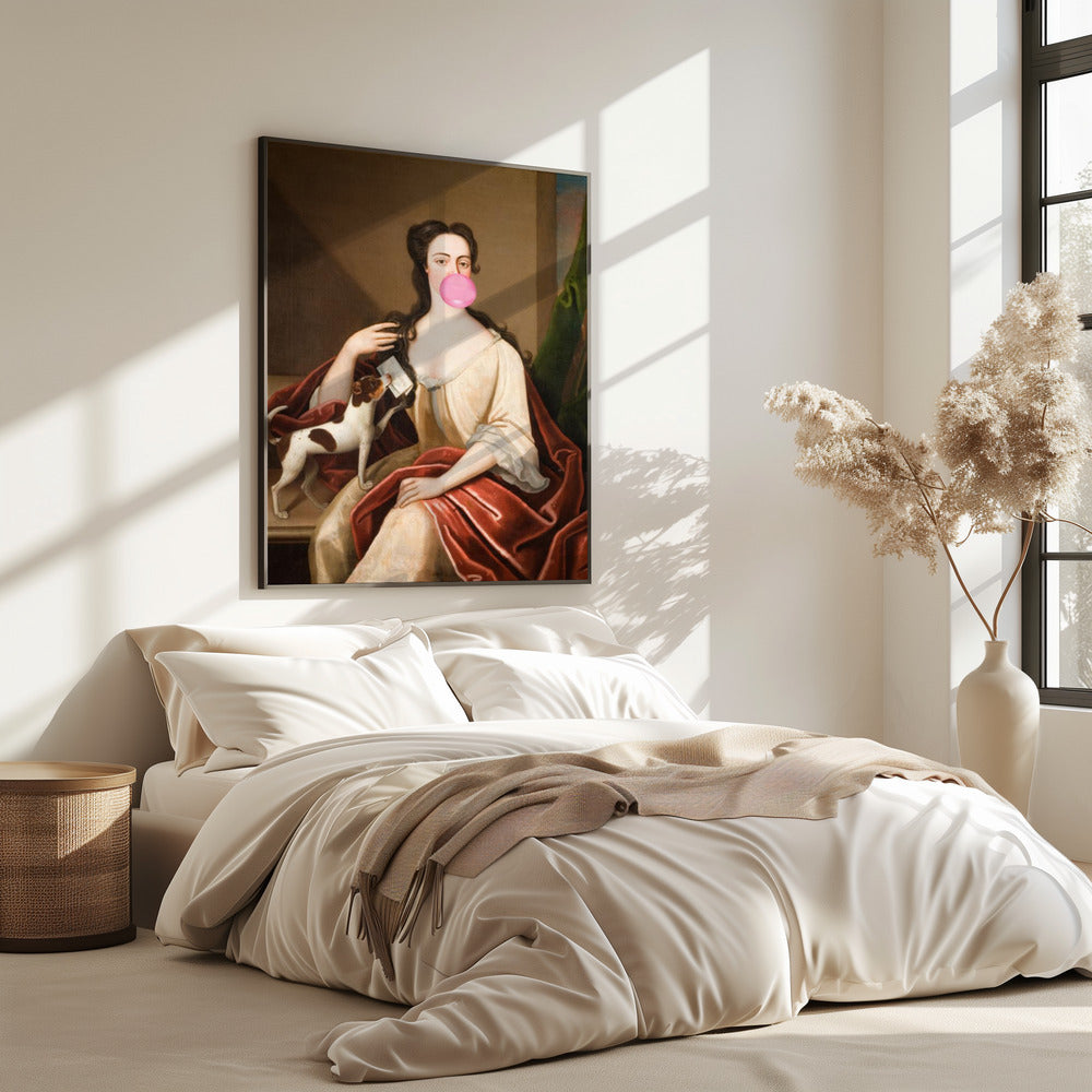 Renaissance Bubble Gum Portrait and Dog / Altered Art | Poster