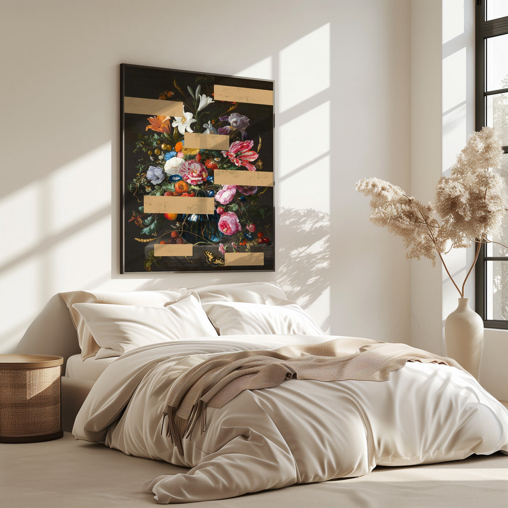Bouquet of Vintage Oil Painting Flowers, Modern Collage | Poster