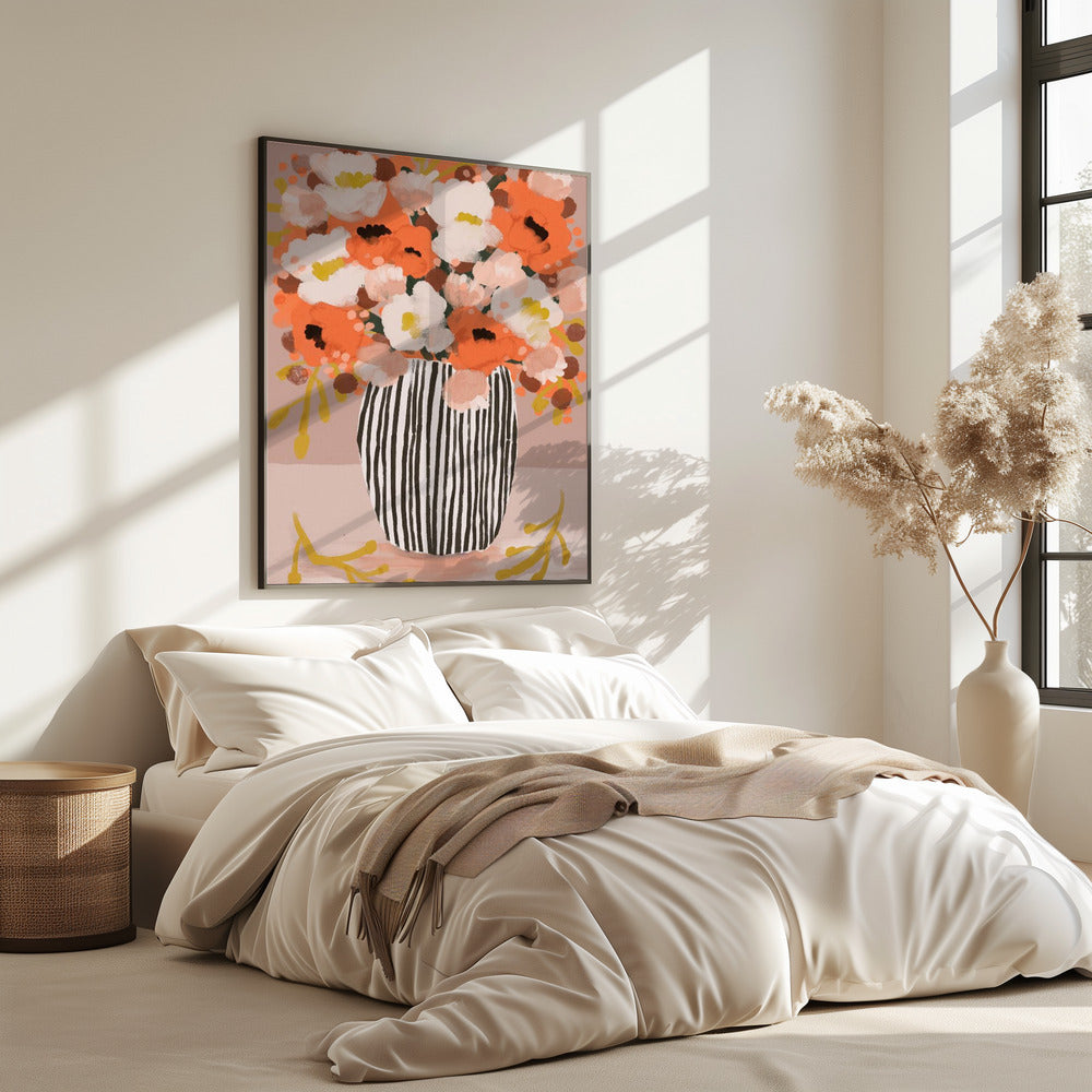 Striped Vase Blooms | Poster