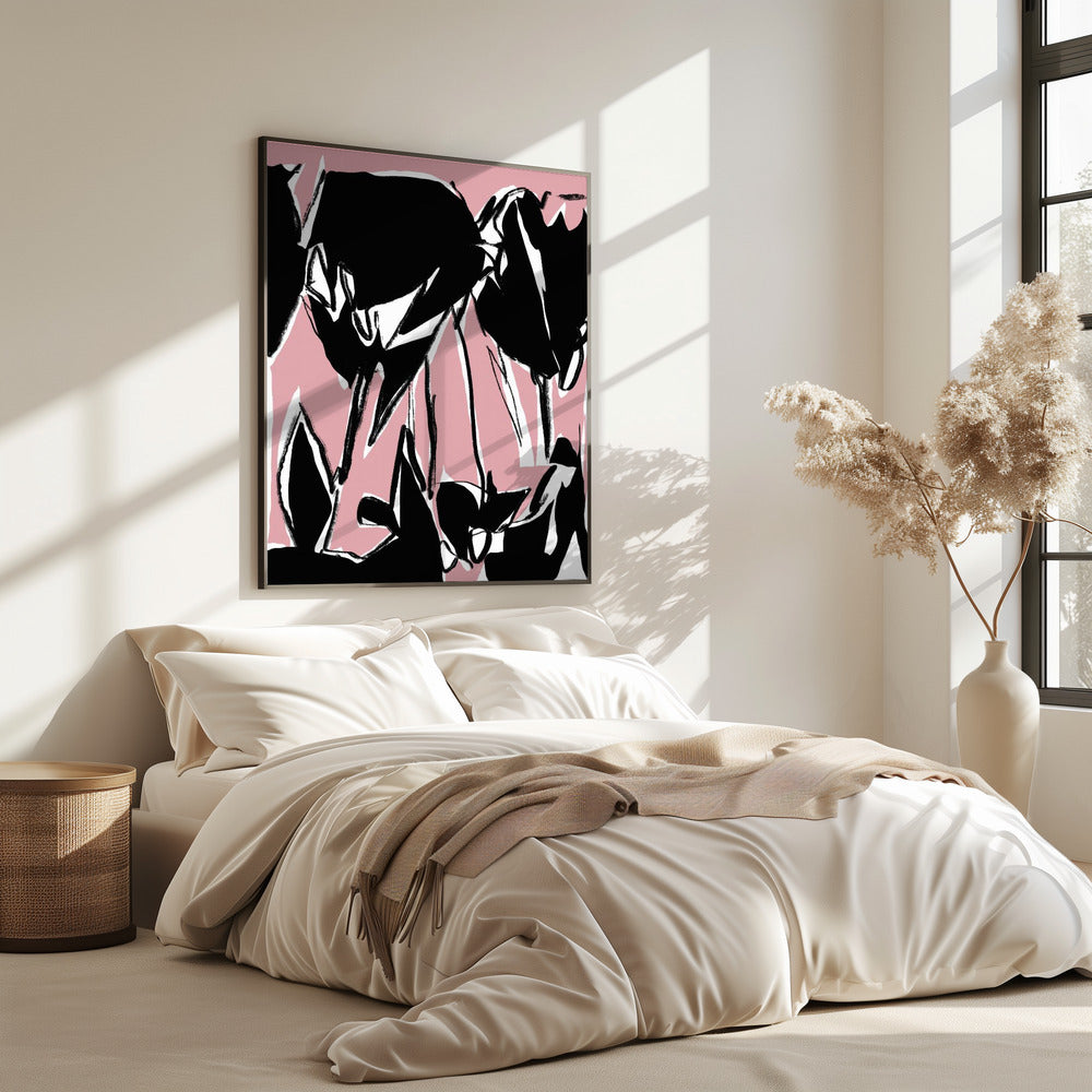 Black Pink Tulips | Poster