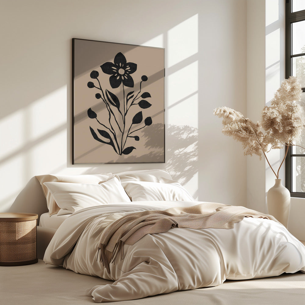Black Flower Modern Botanical Silhouette | Poster