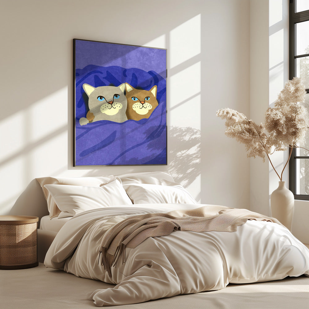 Cats in Bed | Poster