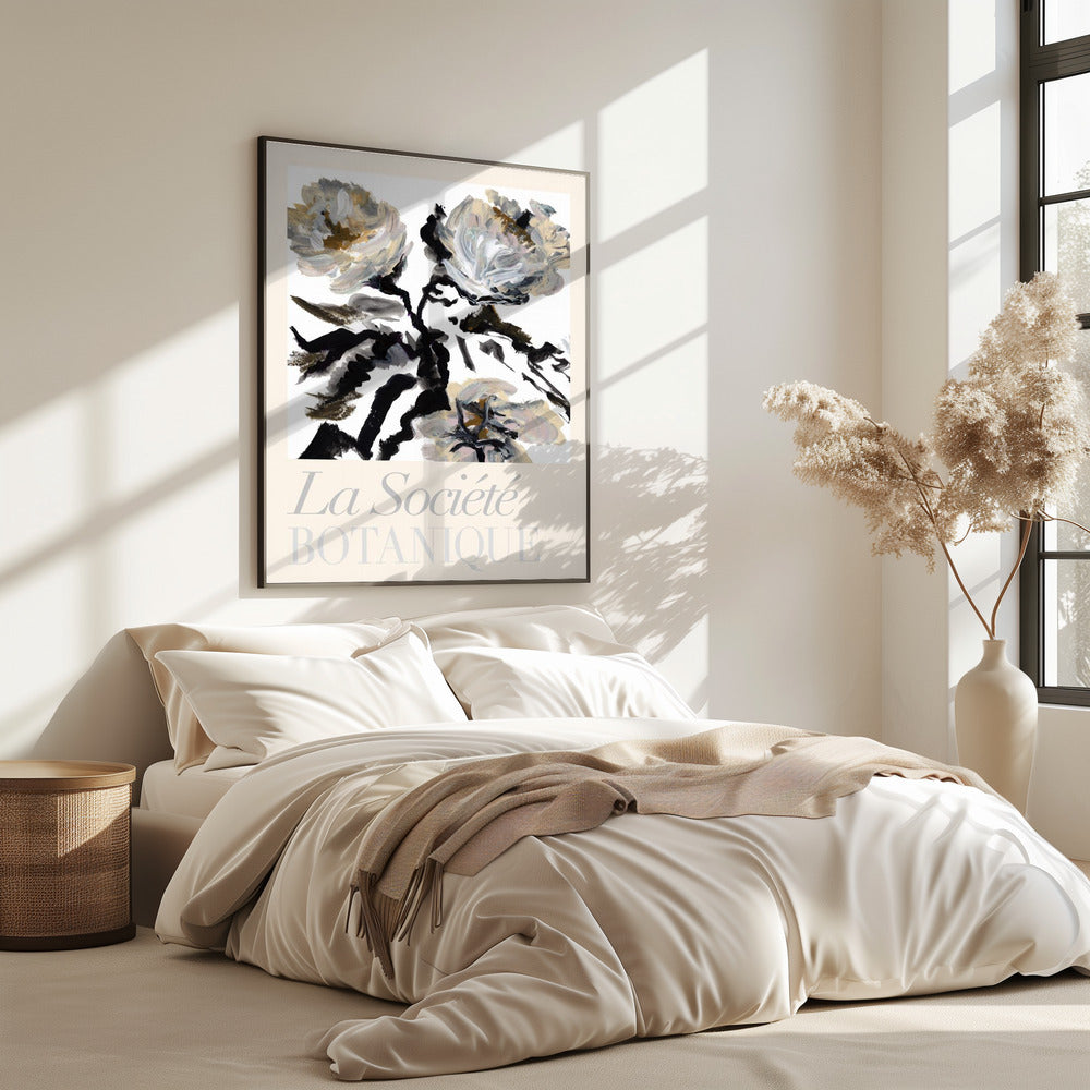 La Société Botanique Black, White and Cream Flowers | Poster