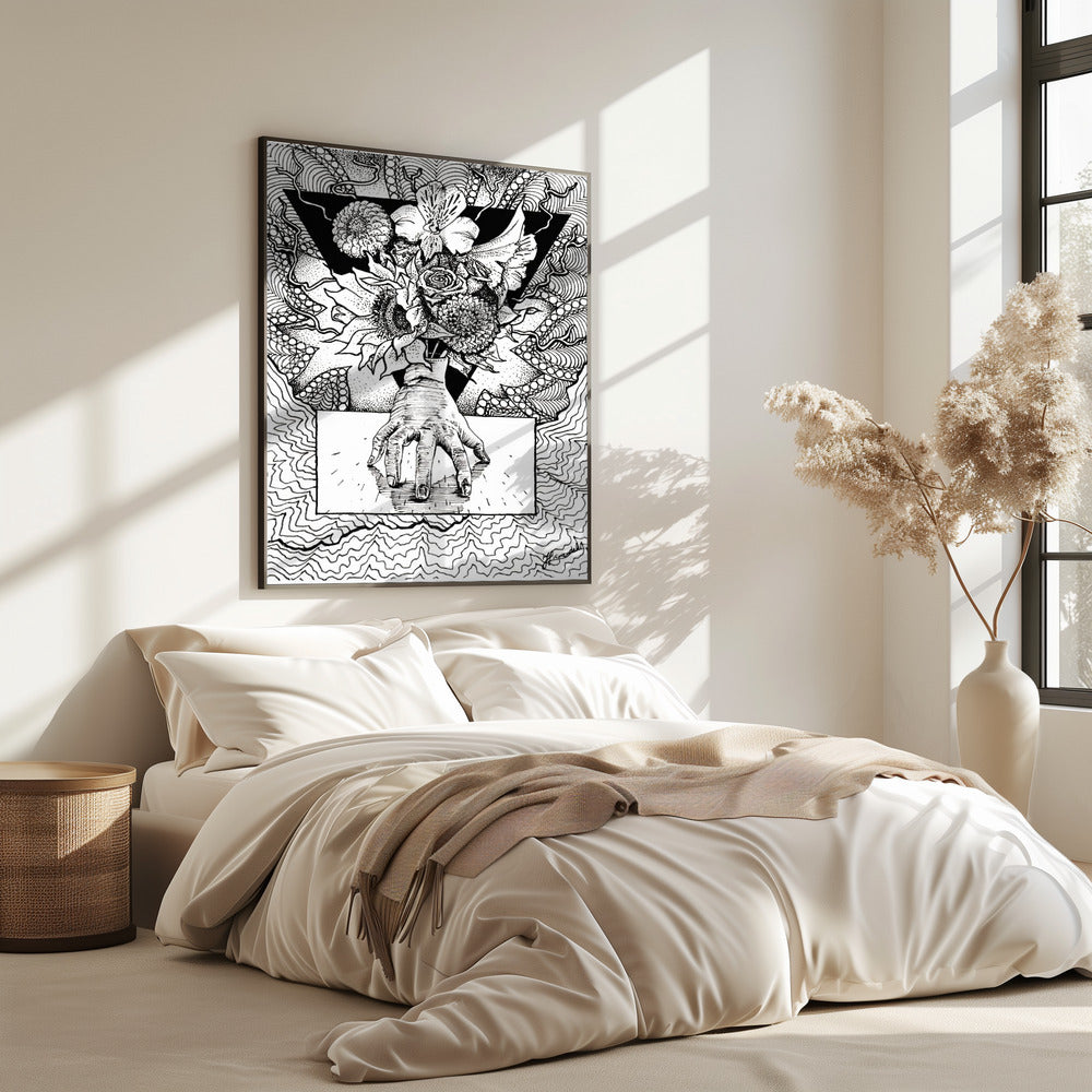 Flowery Thing. Abstract Drawing of a Flowery Bouquet in Hand. | Poster