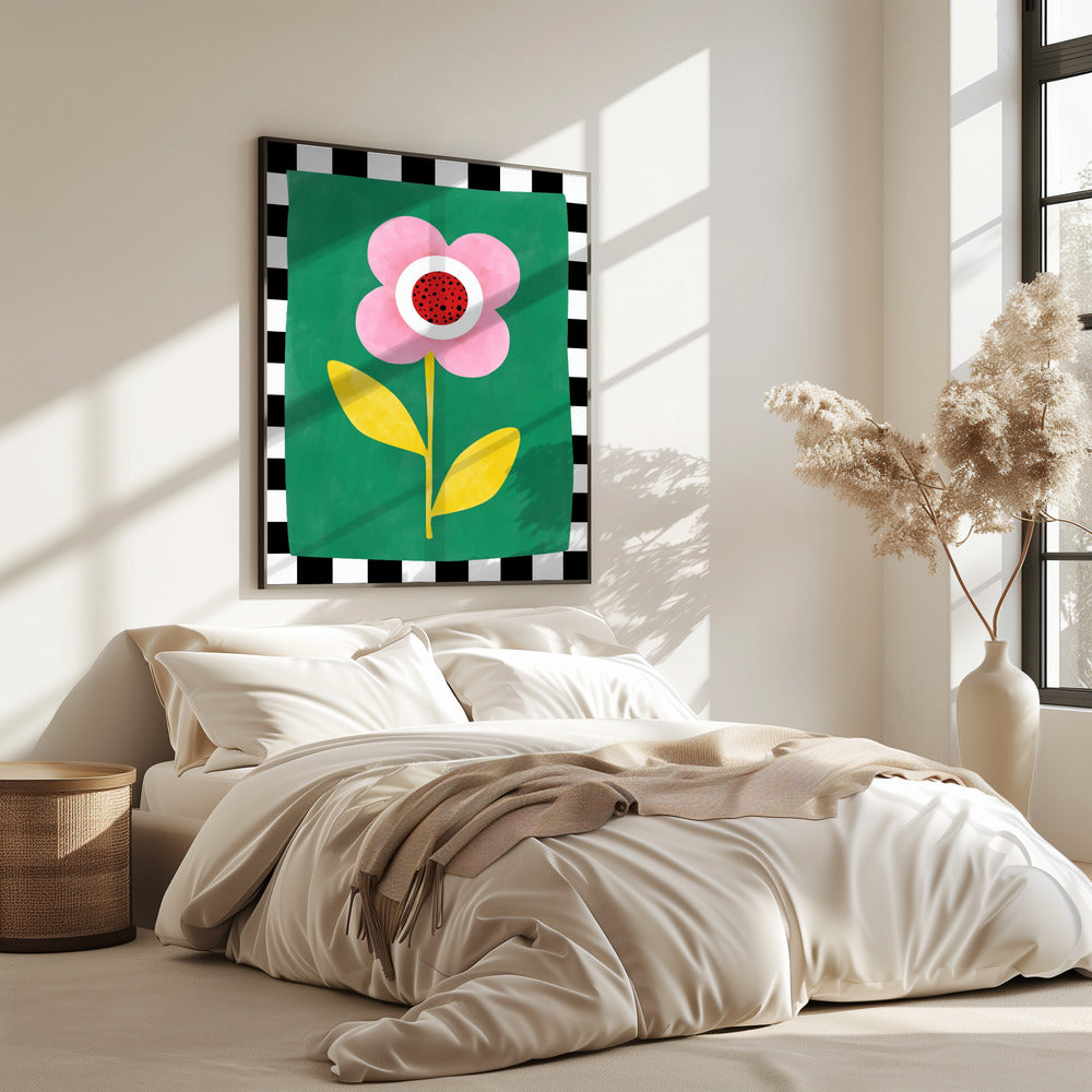 Pink Flower with Yellow Leaves | Poster