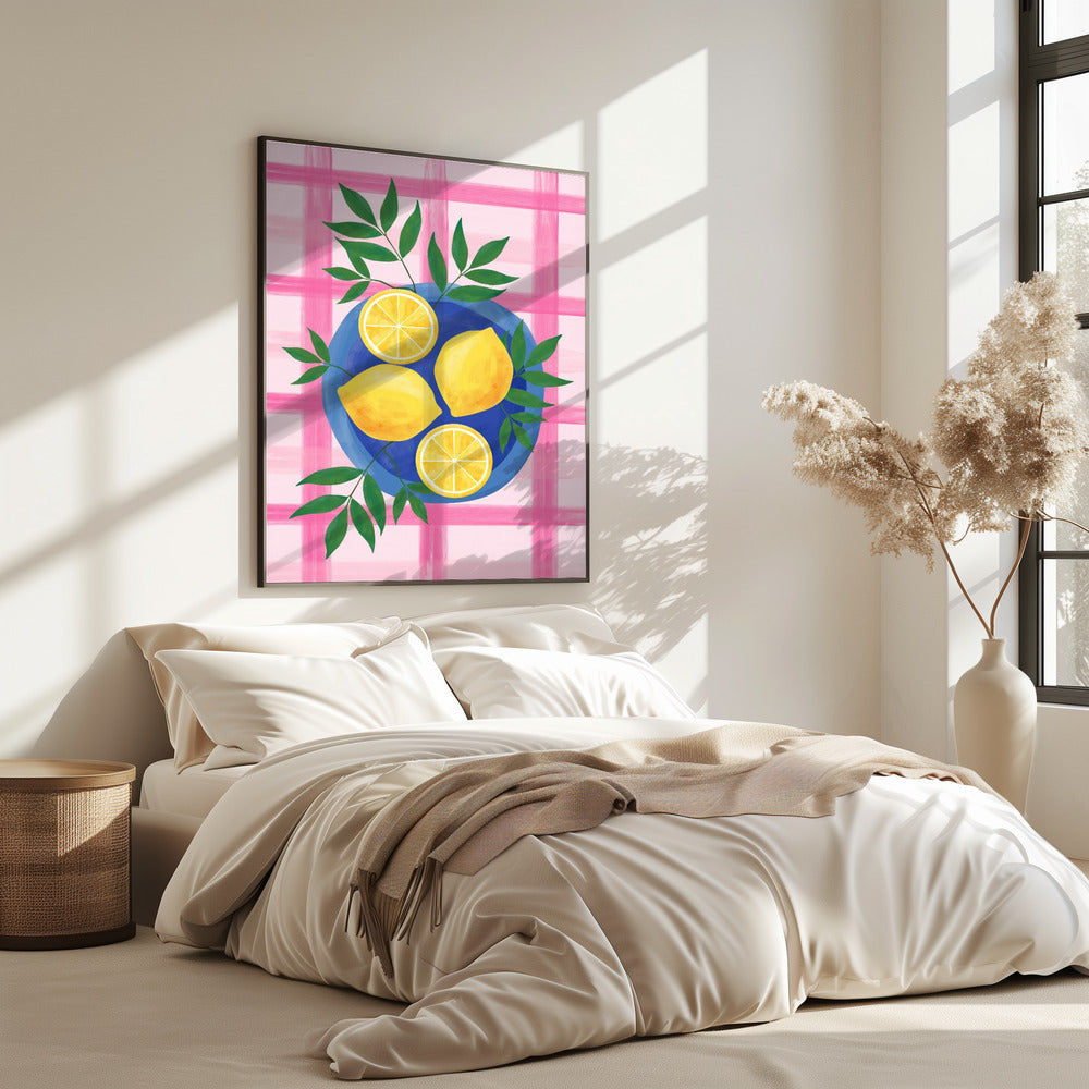 Lemons on a Blue Plate | Poster