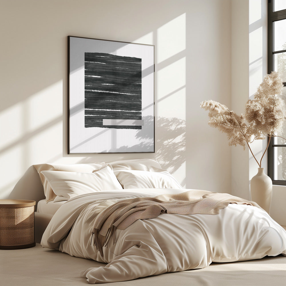 black Horizontal Brushstrokes | Poster