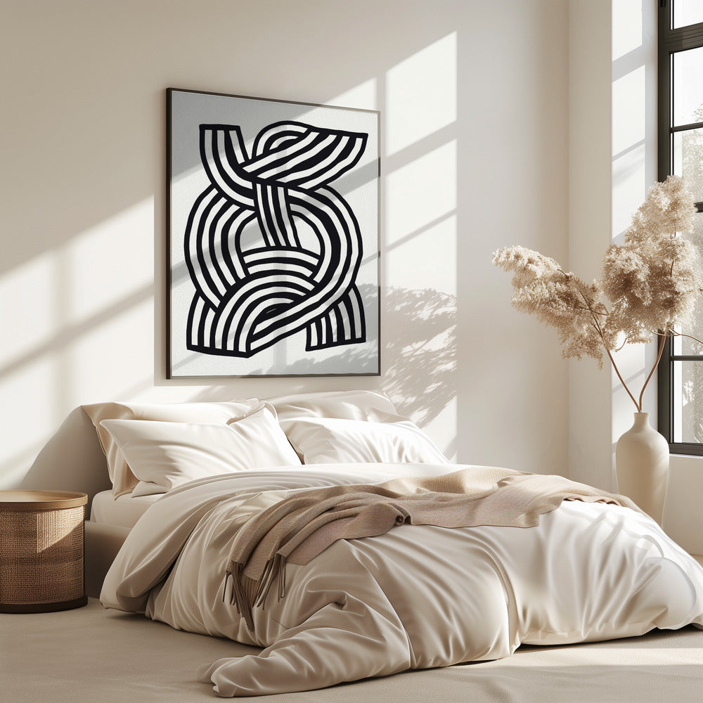 Mid Century Modern Abstract line Art Painting | Poster