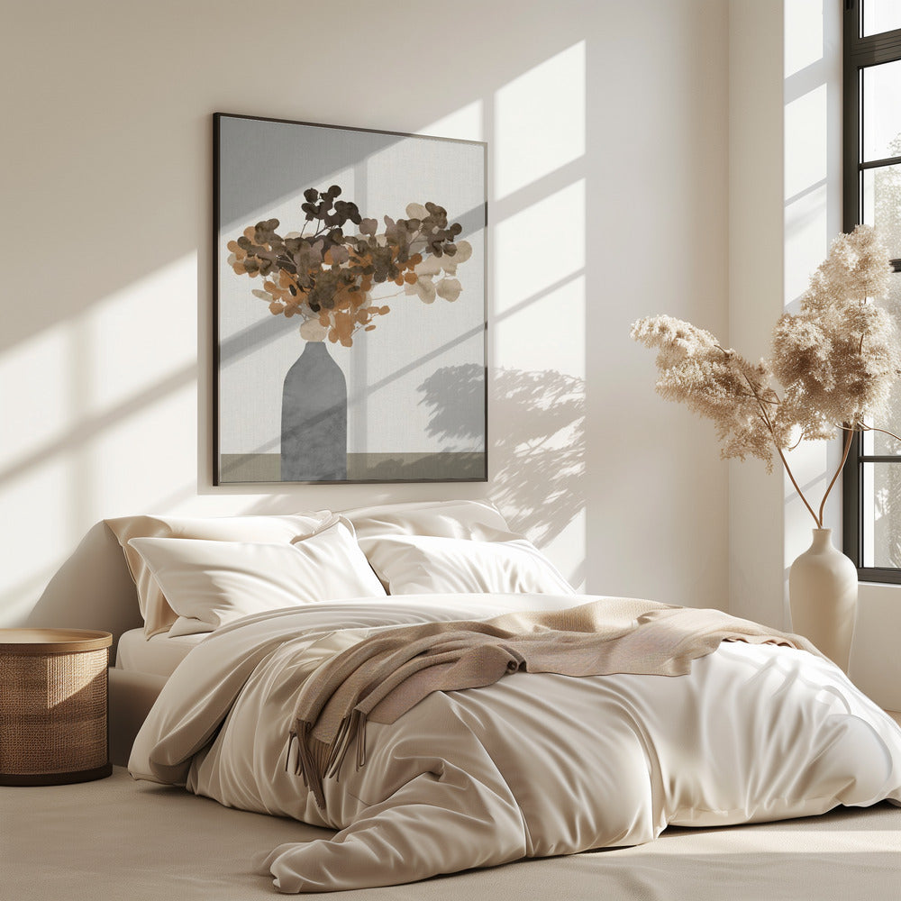 Rust Brown Dried Flowers In Vase On Table 2 | Poster