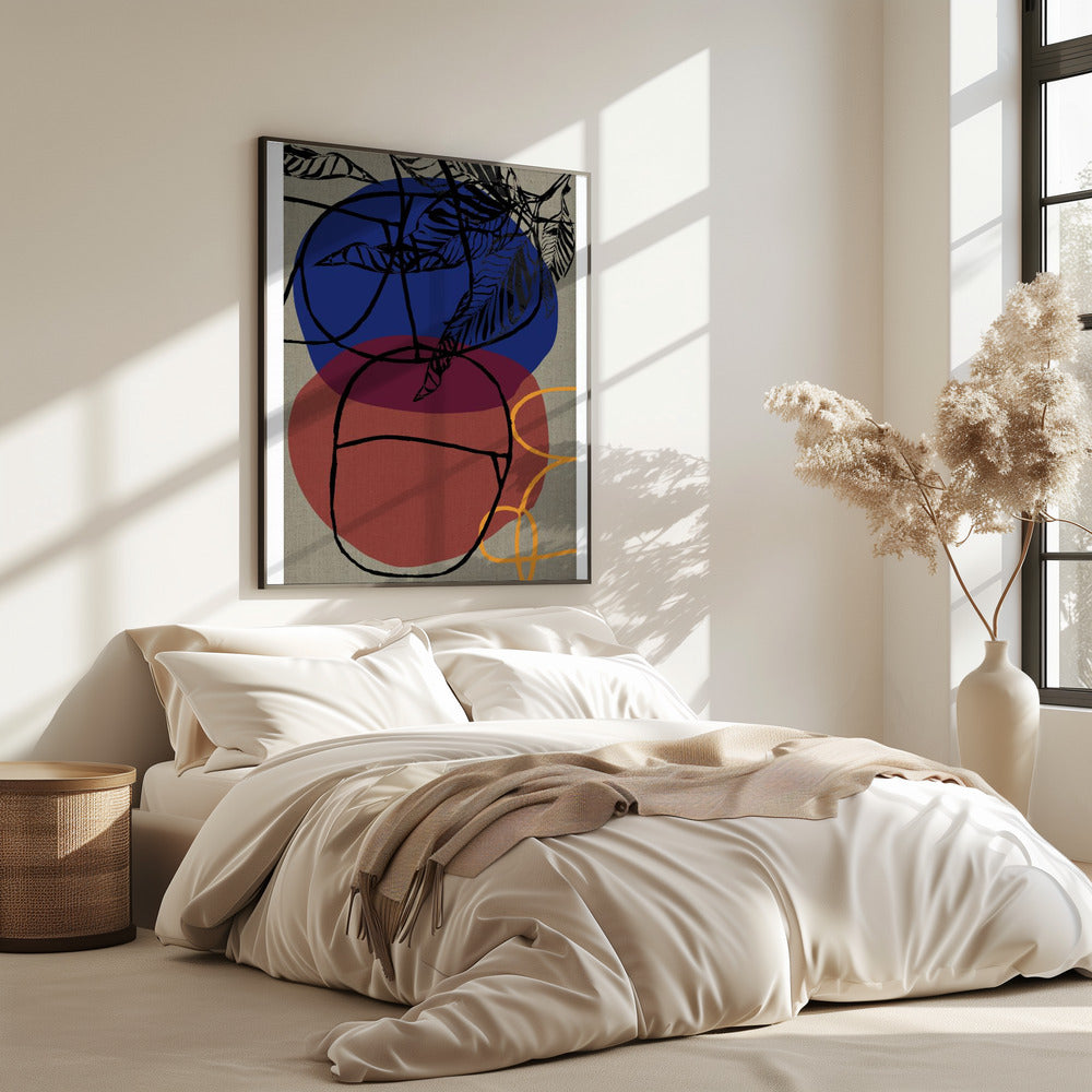 Woodblock Leaf Purple Blue Red Abstract 3 Final | Poster