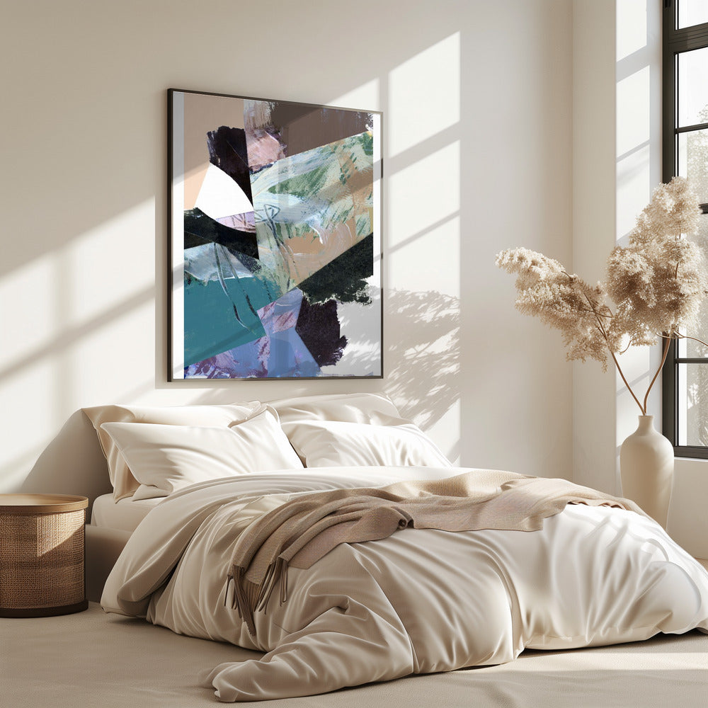 Blue Black Neutral White Abstract 2 | Poster