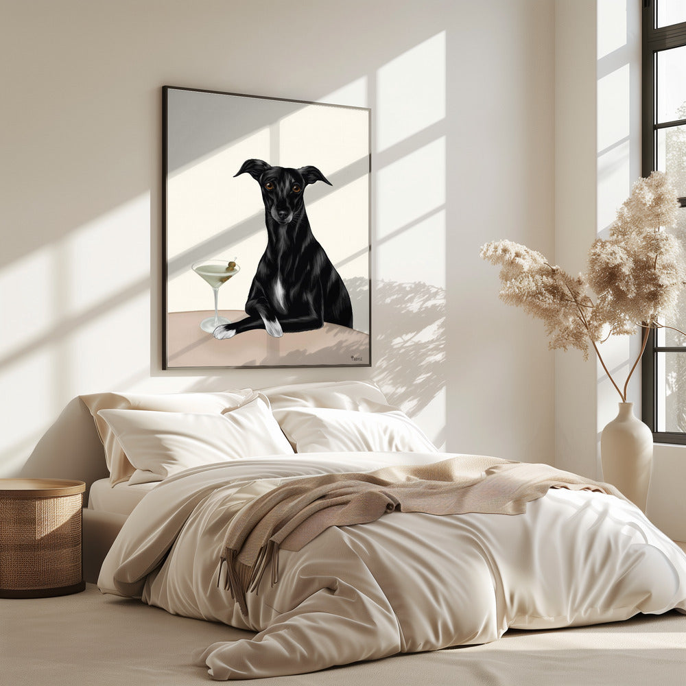 Classy Greyhound with Martini | Poster