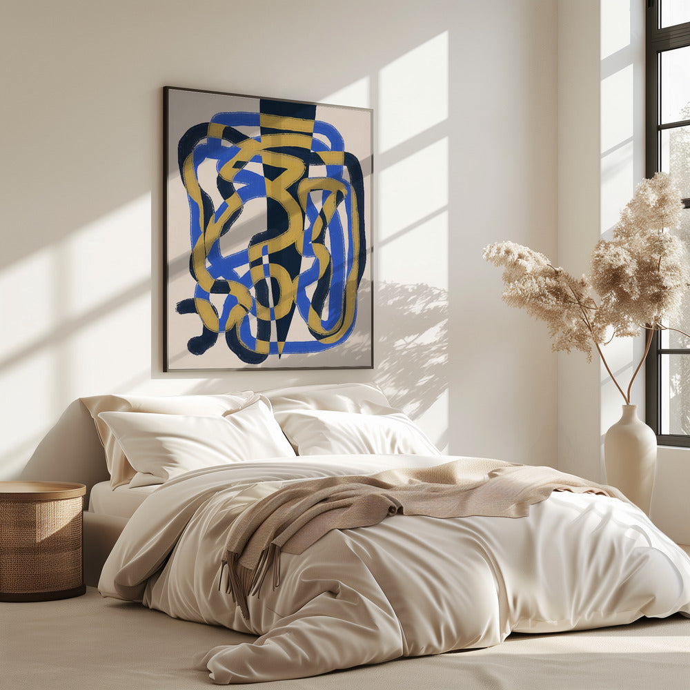 Abstract line deco blue and yellow | Poster