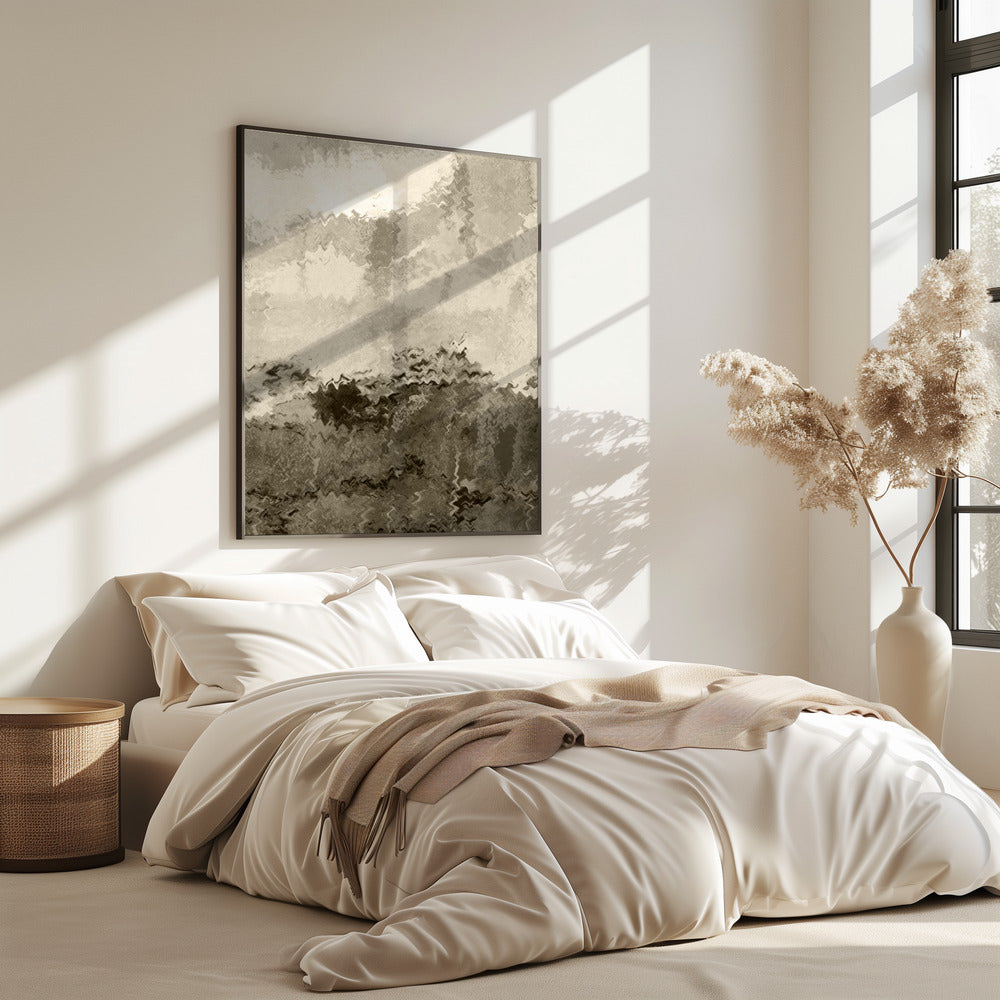 Over the Hills. Reflections. Abstract Lanscape In Neutral Colors No. 2 | Poster