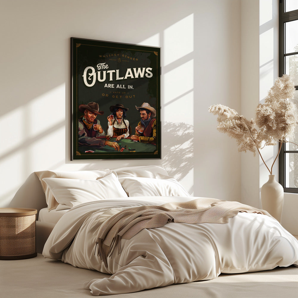 Outlaws Are All In Cool Cowboy Poker Art | Poster