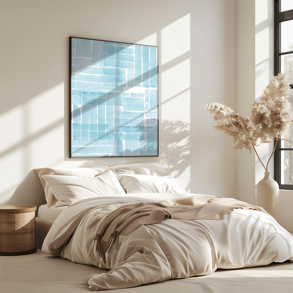 Light Blue Watercolour Grid Wash 3 | Poster