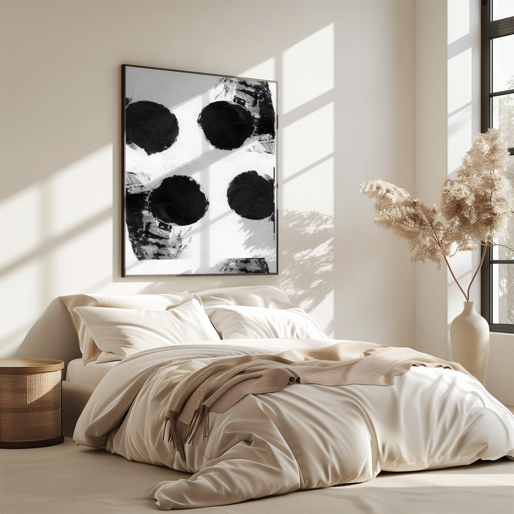 Black and White Abstract Dots 7 | Poster