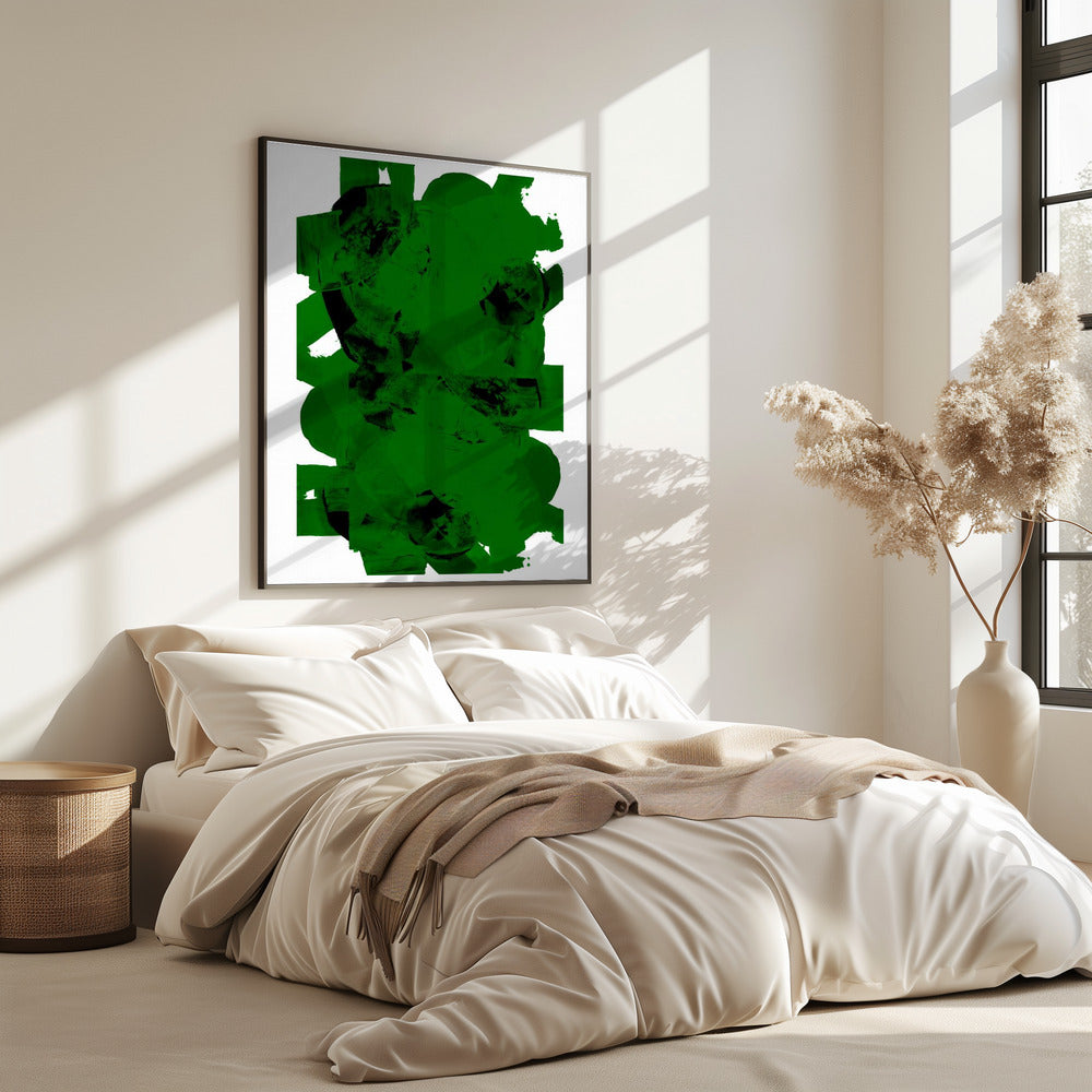Green and Black Abstract Composition No.1 | Poster