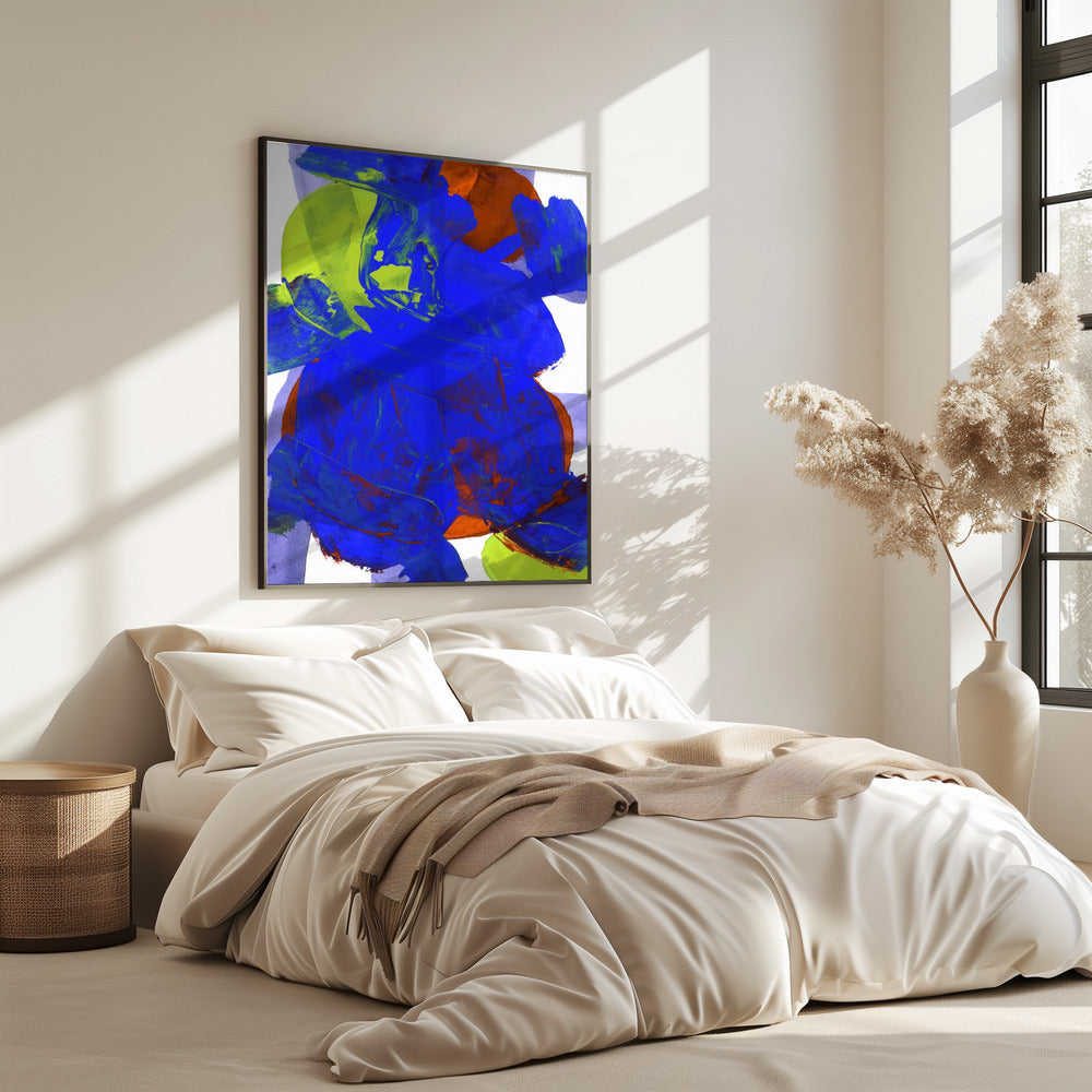 Cobalt Blue Lilac Yellow Chartreuseorange Neutral White Abstract 1 | Poster