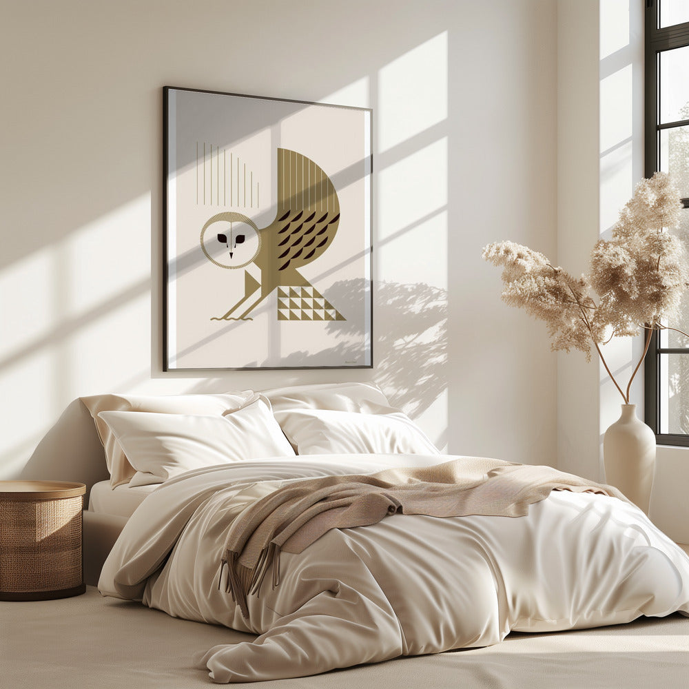 Golden Animals - Barn Owl (White) | Poster
